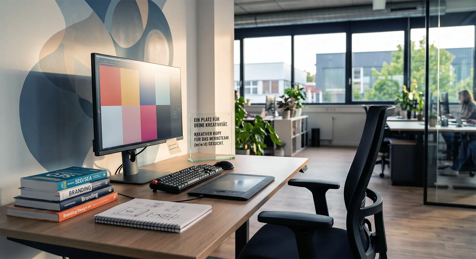 leerer Bürostuhl am Schreibtisch