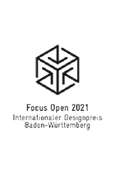 In this picture you can see the Award Focus Open 2021 International Design Award Baden-Württemberg.